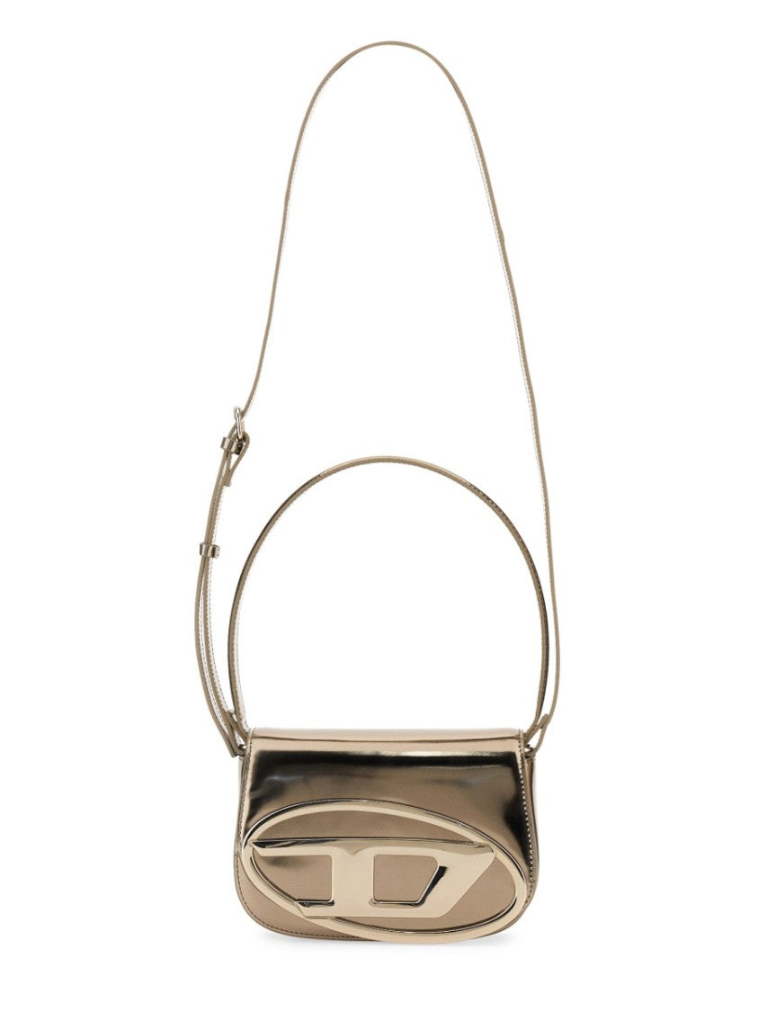Diesel Metallic Finish Shoulder Bag With Distinctive Oval Logo