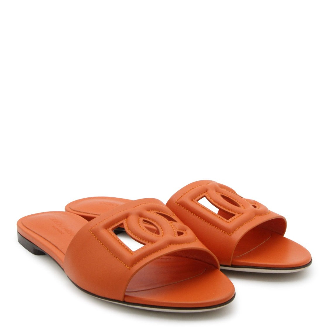 Dolce & Gabbana Orange Leather Dg Millennials Flats
