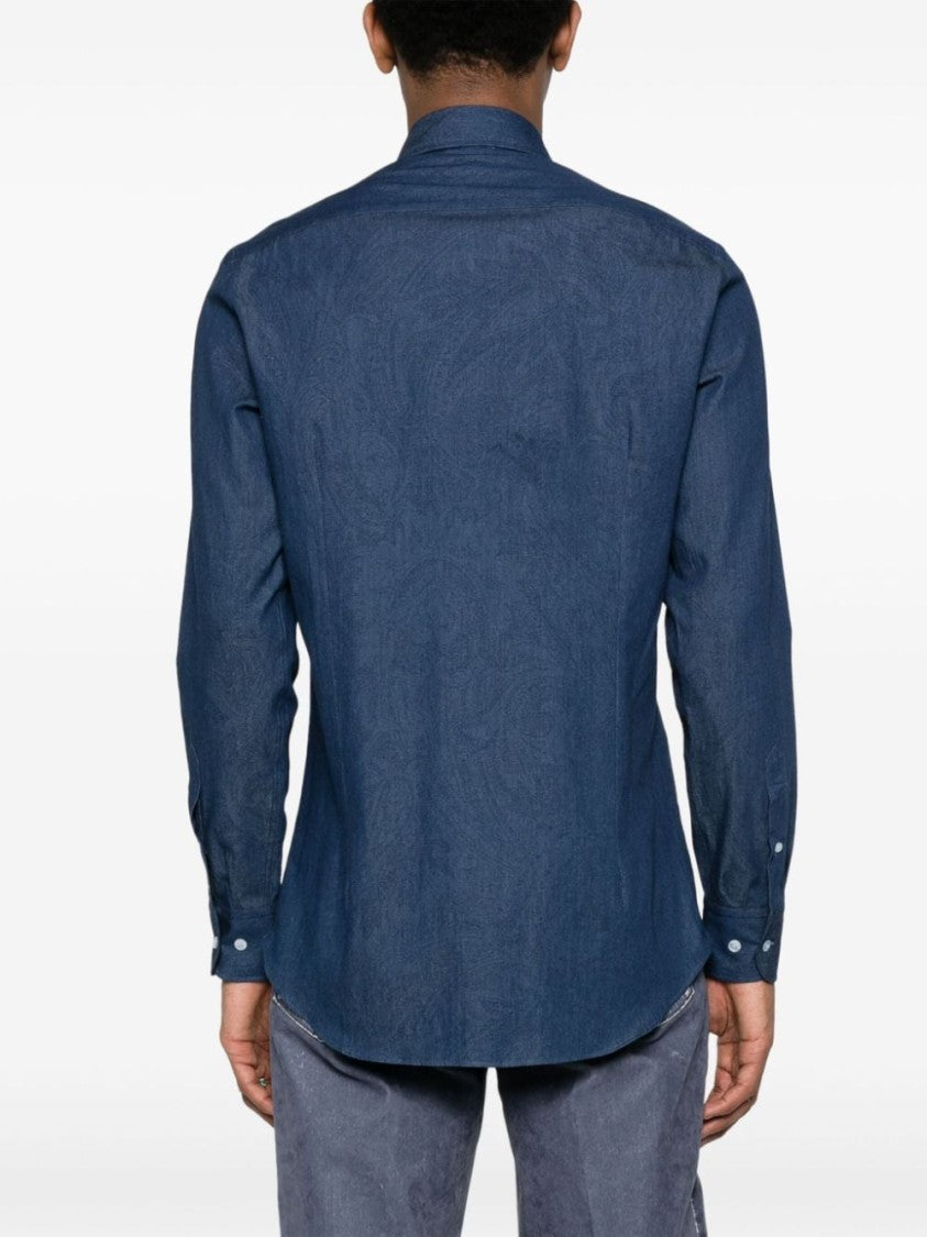 Etro Roma Long-Sleeve Paisley Pattern Cotton Shirt