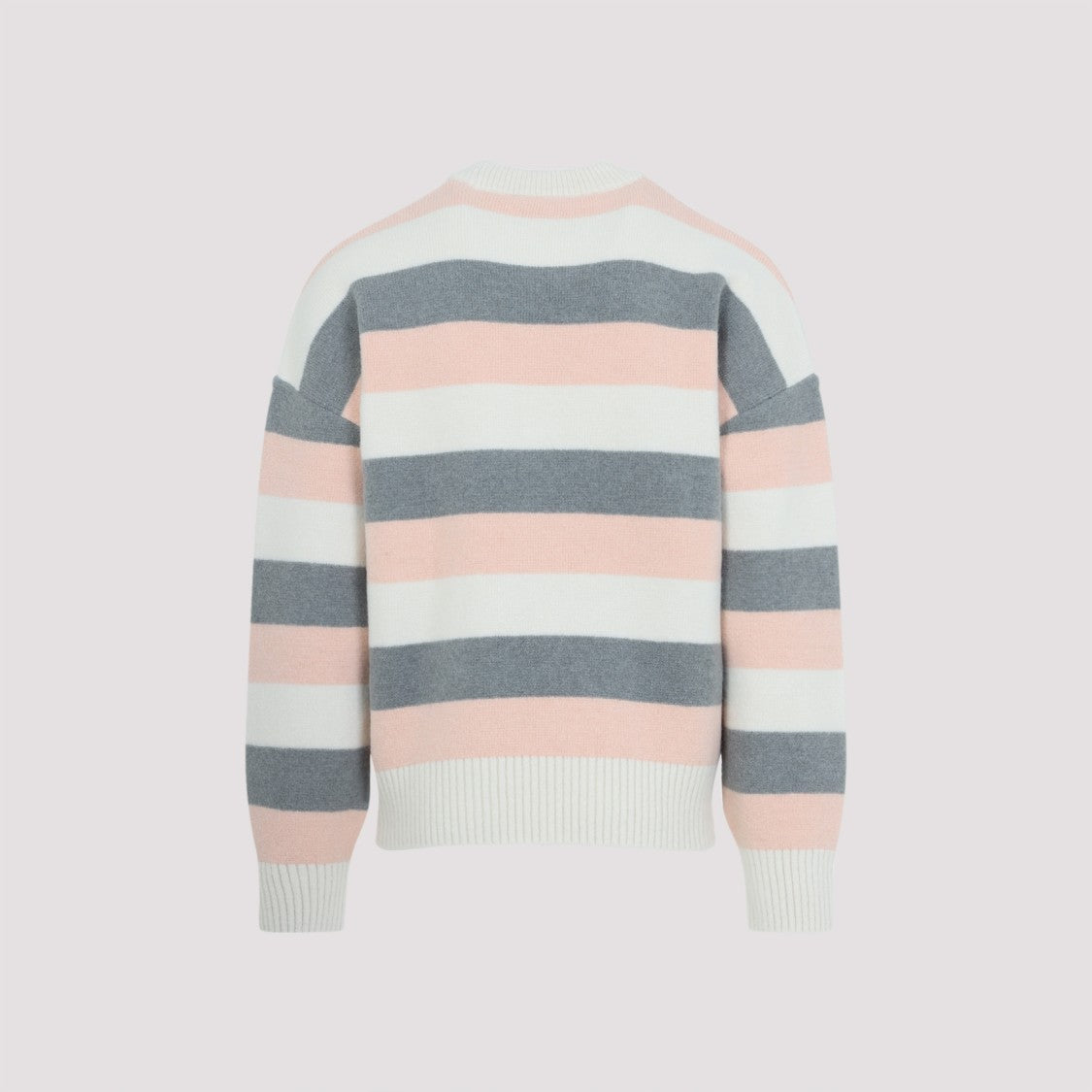 Ami Grey Alpaca Striped Crewneck Sweater