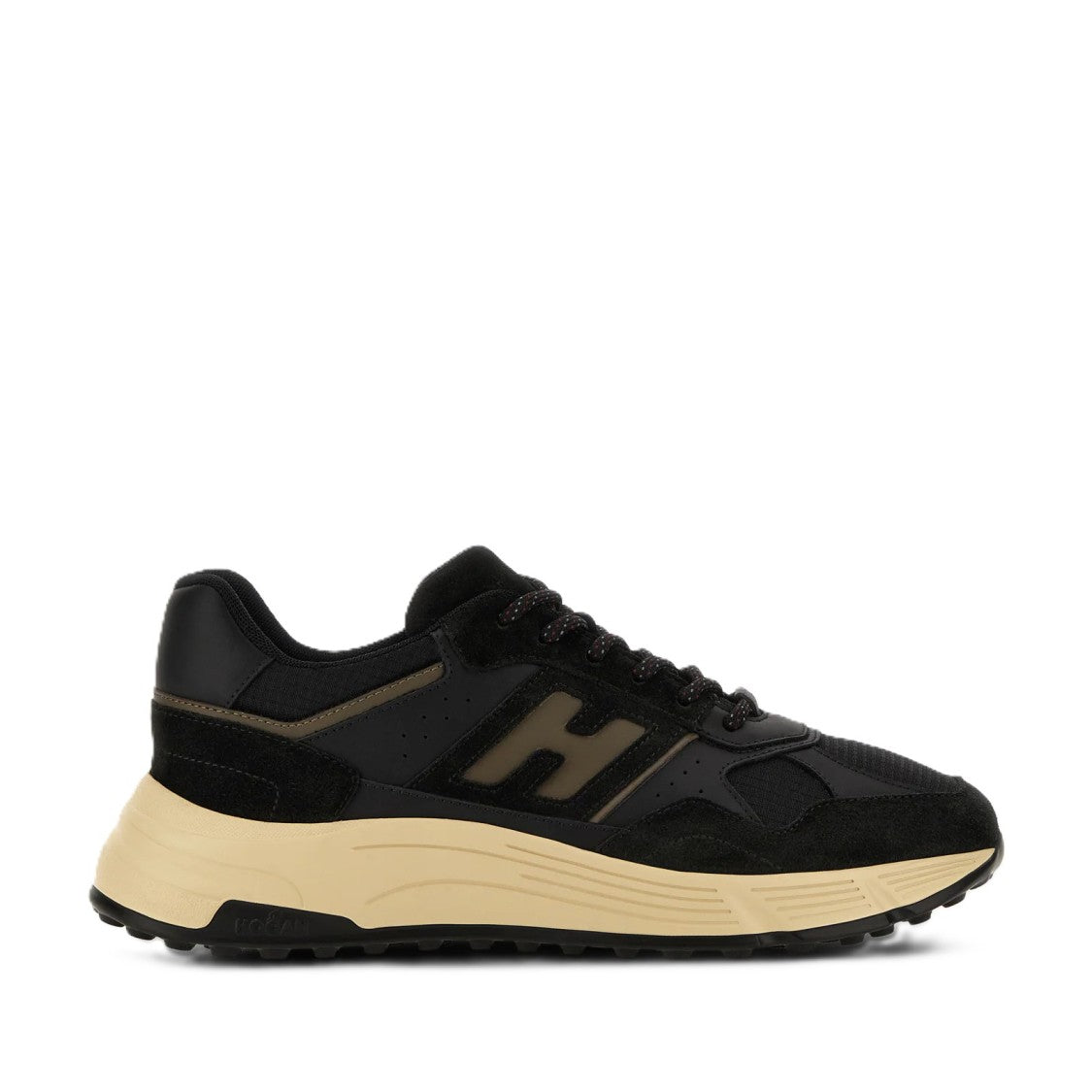 Hogan Black Suede Mesh Chunky Sole Sneakers