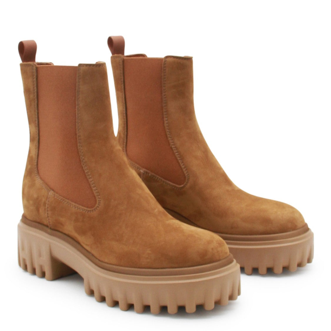 Hogan Brown Leather Chelsea Boots