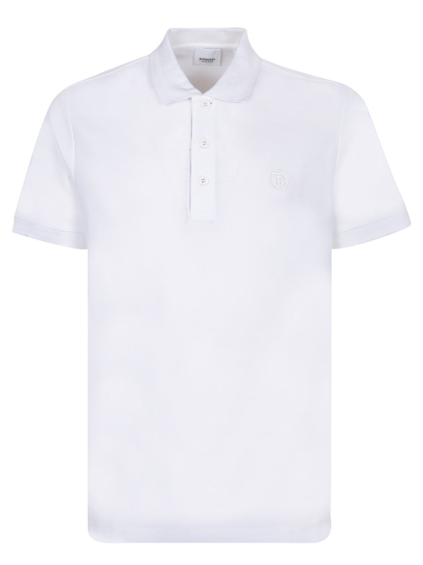 Burberry Cotton Pique Polo Shirt With Tonal Logo