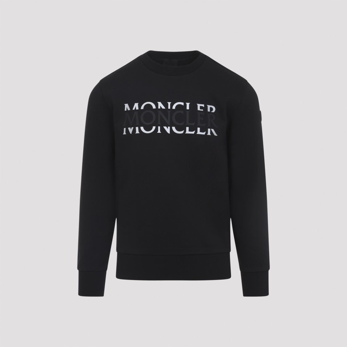 Moncler Signature Black Cotton Sweatshirt With Iconic Logo Details