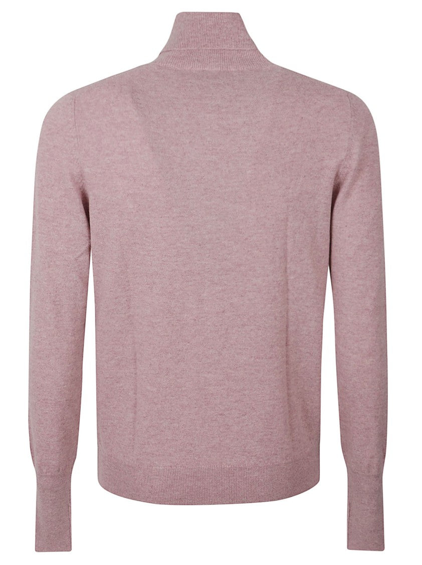 Ballantyne Fine-Knit Sweater With High Mock Neck And Ribbed Details
