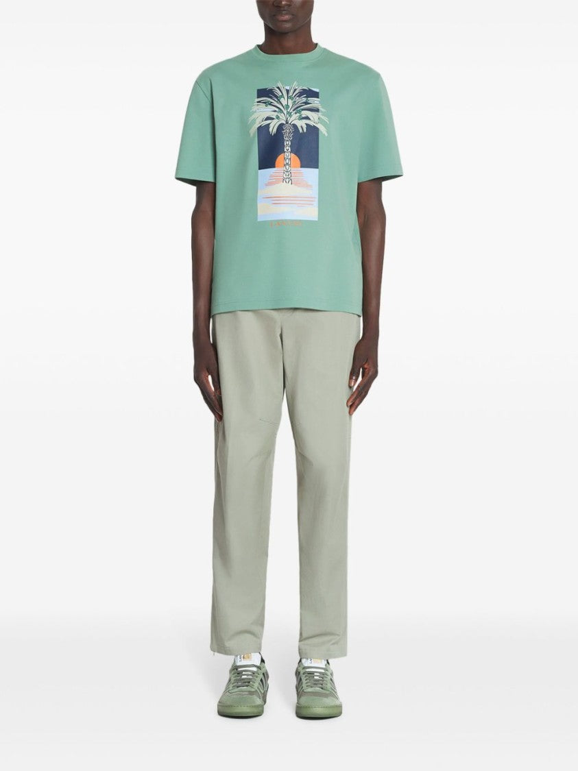 Lanvin Graphic Print Sea Green Crew Neck T-Shirt