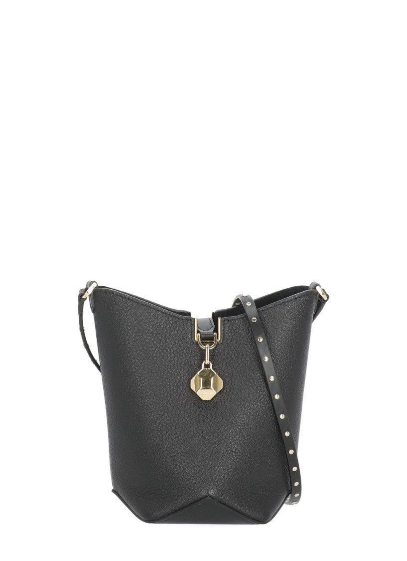 Lanvin Textured Leather Bucket Bag With Studded Shoulder Strap