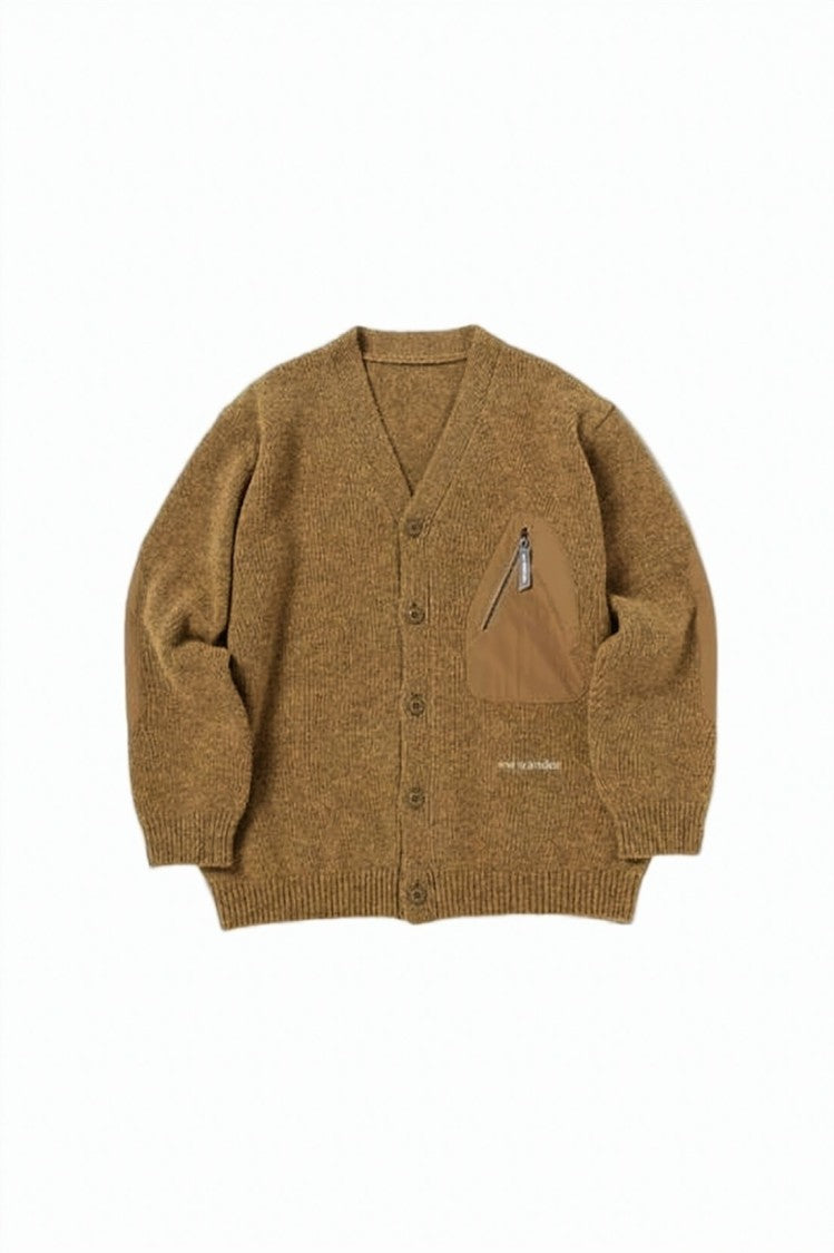 And Wander Textured Knit Wool Cardigan