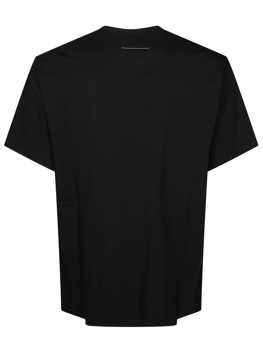Mm6 By Maison Margiela Graphic Black T-Shirt With Circular Motif