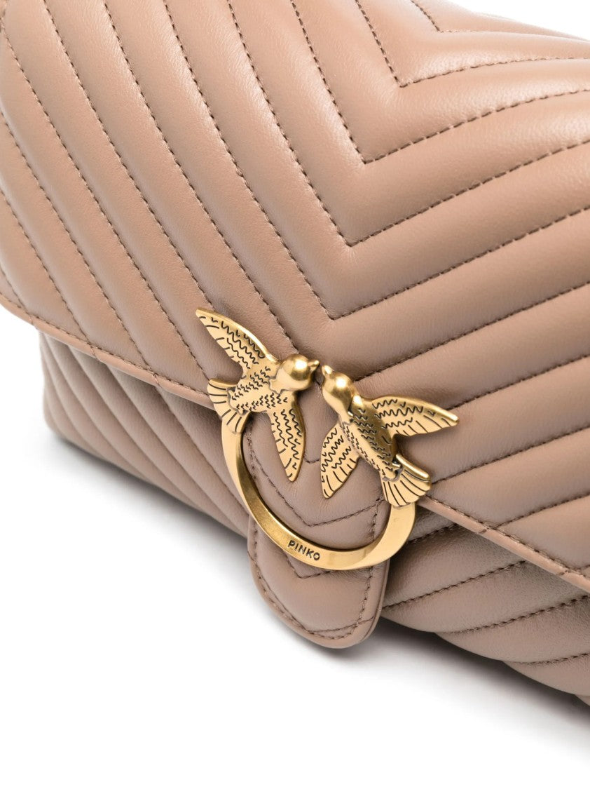 Pinko Quilted Chevron Pattern Handbag With Metallic Clasp