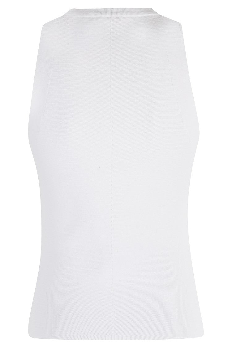 Diesel Sleeveless Round Neck Top With Ribbed Knit