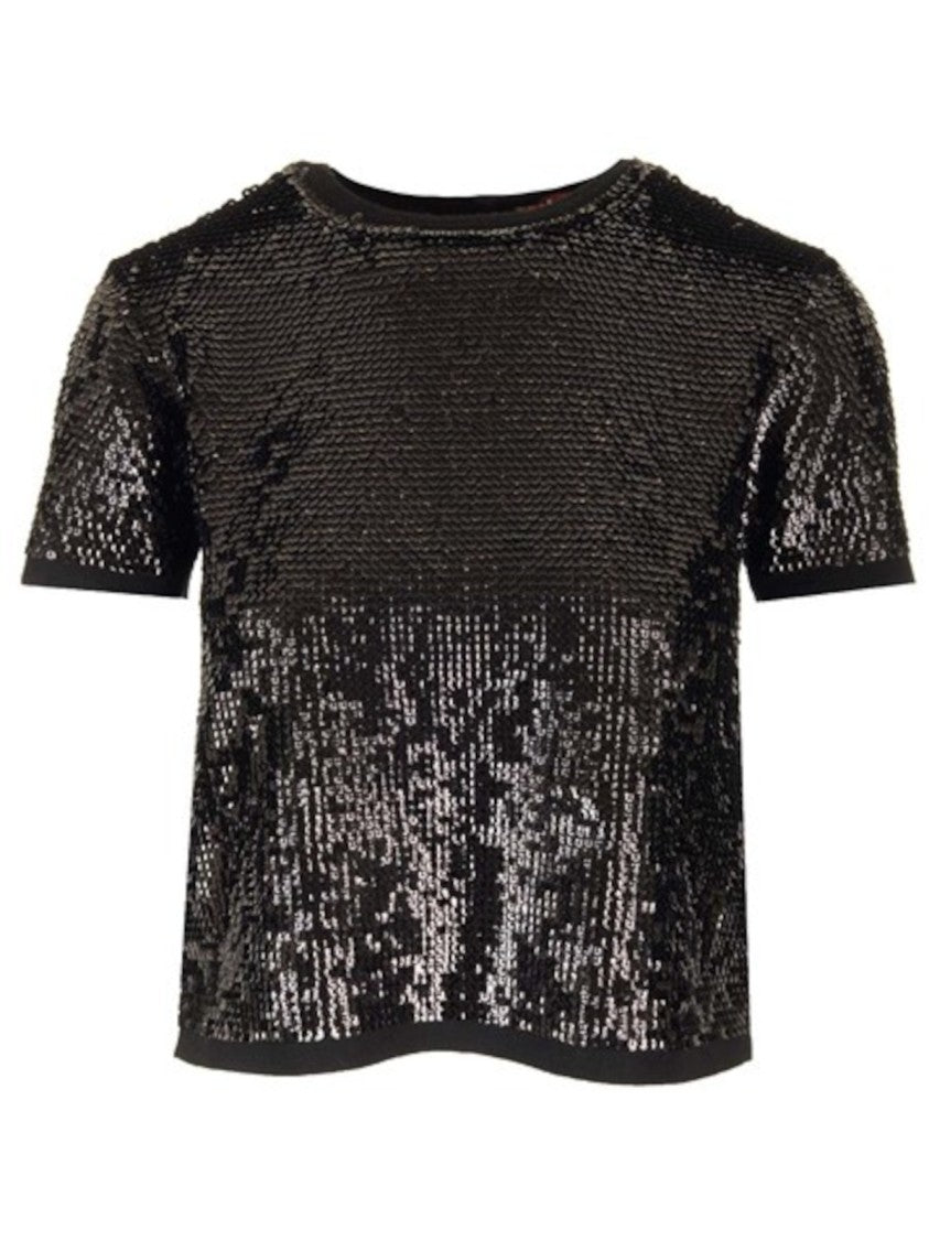 Max Mara Sequined Cropped Top With Round Neckline