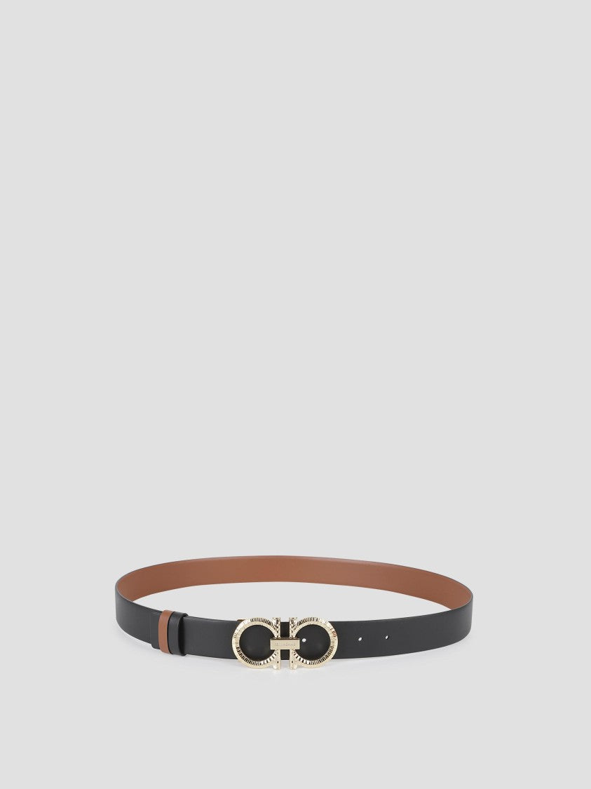 Ferragamo Black Calf Leather Belt