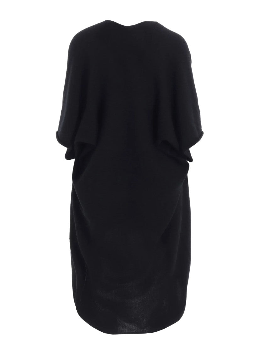 Yohji Yamamoto Long Black Wool Shawl Sweater