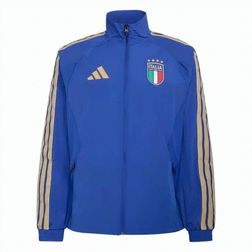 Adidas Sporty Jacket In Vibrant Blue With Beige Stripes
