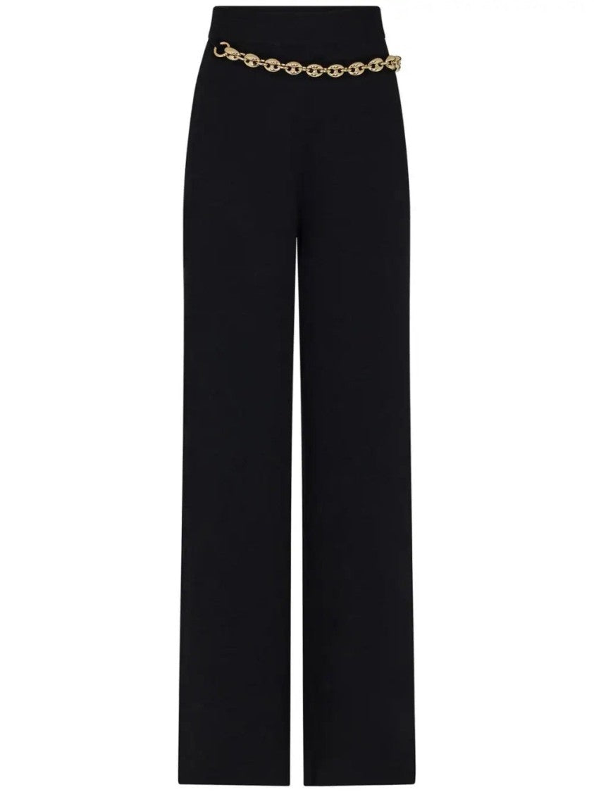 Paco Rabanne High-Waisted Wide-Leg Trousers With Gold Chain Detail