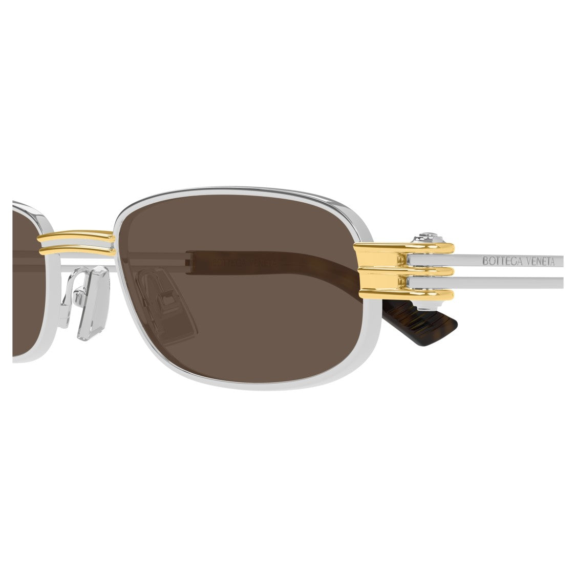 Bottega Veneta Bv1381s Rectangular Silver Metal Sunglasses