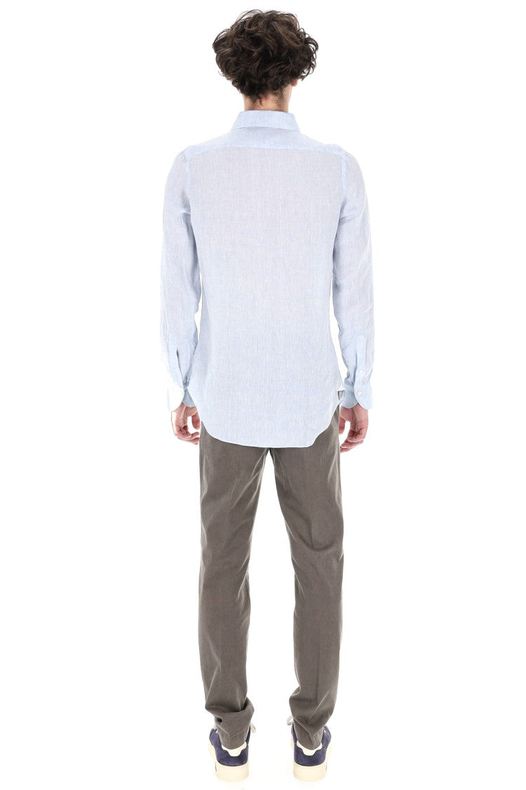 Finamore Ustica Open Collar Pure Linen Shirt