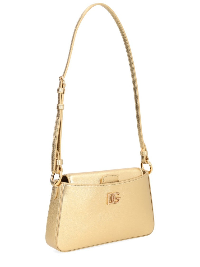 Dolce & Gabbana Metallic Gold Minimalist Leather Phone Bag