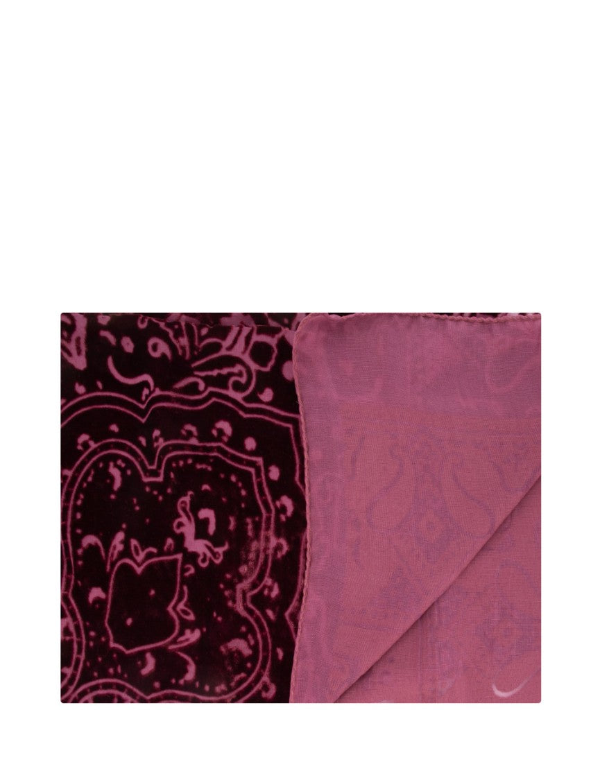 Etro Burgundy Silk And Viscose Scarf