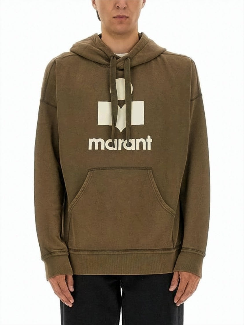 Isabel Marant Relaxed-Fit Brown Hoodie With Bold Graphic Print