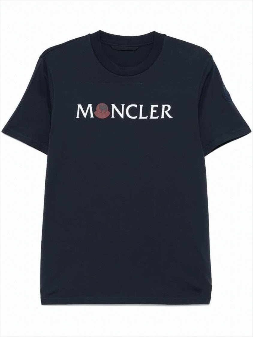 Moncler Crew Neck Cotton T-Shirt With Bold Logo