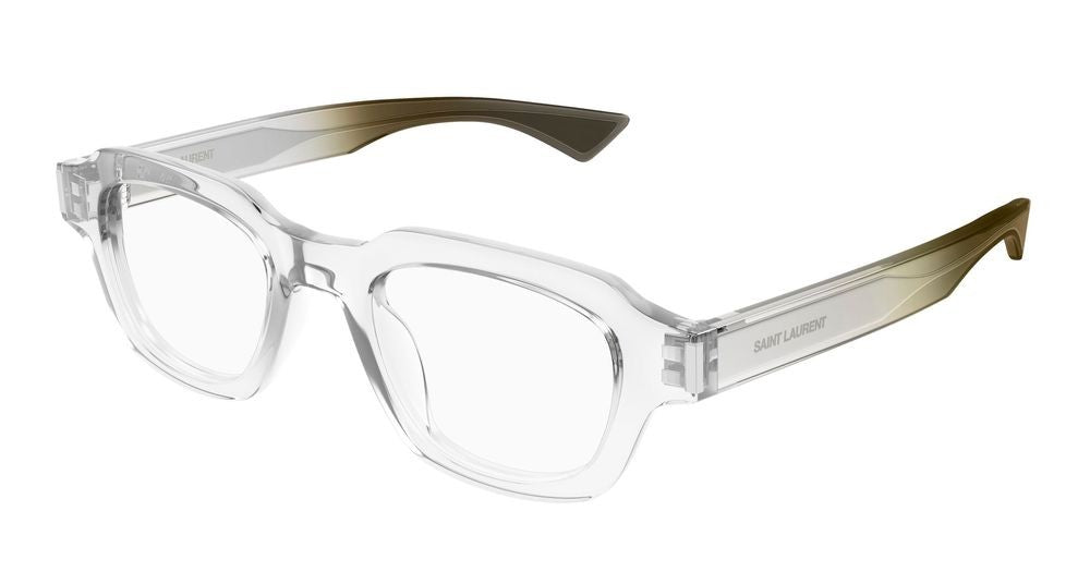 Saint Laurent Crystal Translucent Acetate Oversized Square Eyeglasses