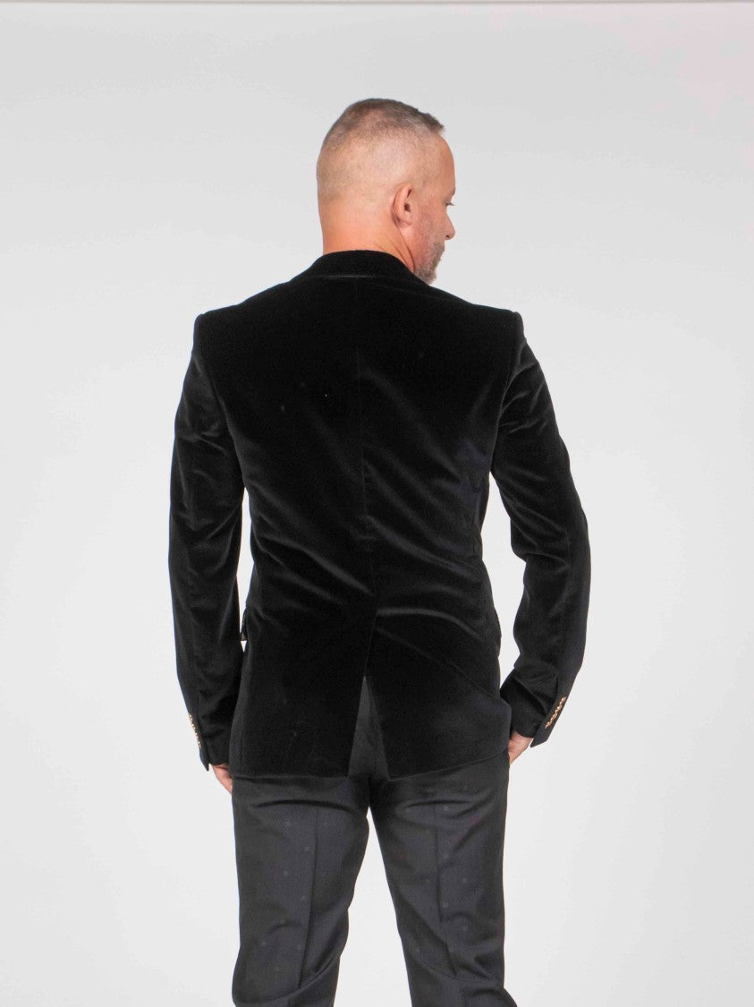 Dolce & Gabbana Black Velvet Notch Lapel Tailored Blazer