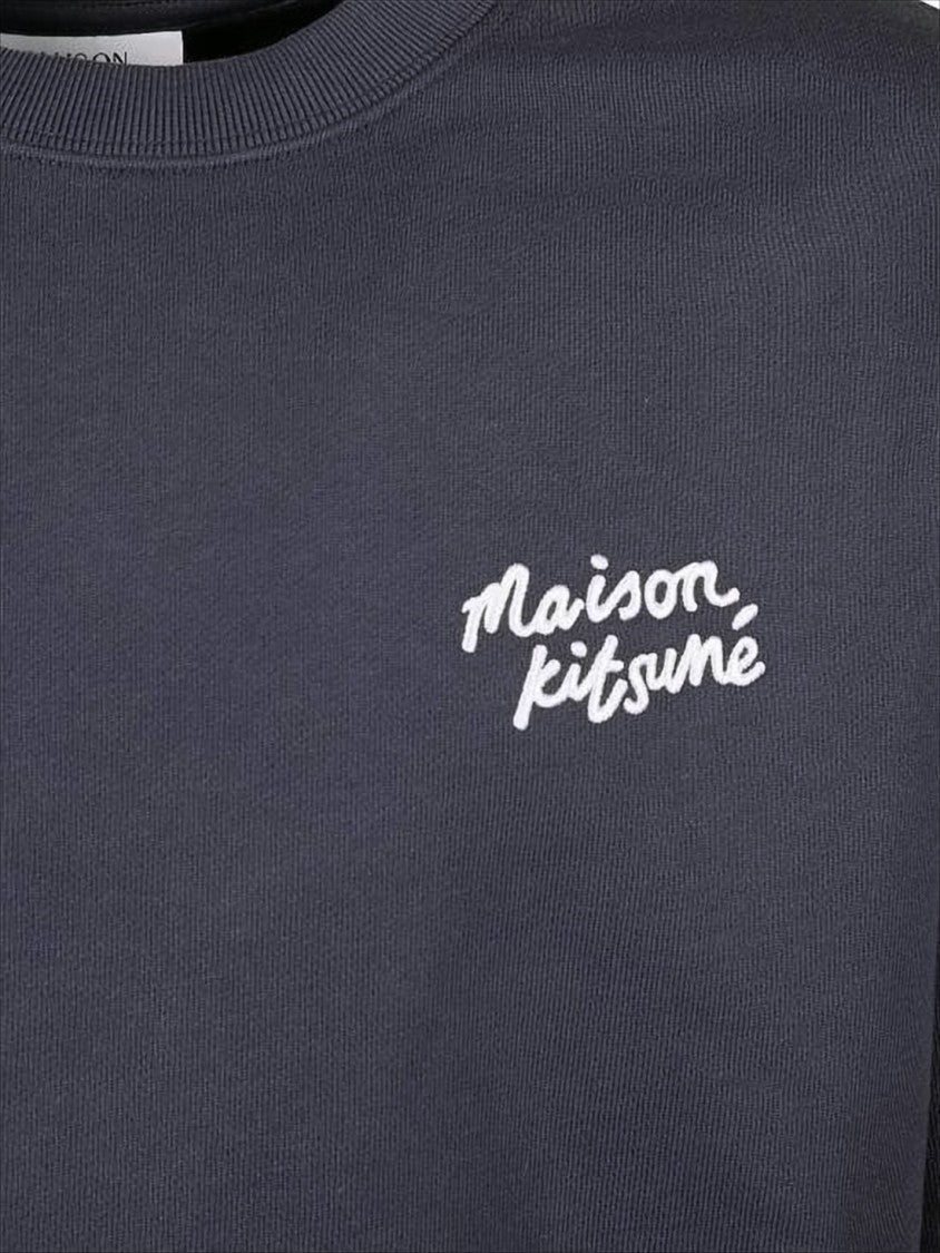 Maison Kitsuné Handwritten Logo Sweatshirt With Classic Crew Neckline