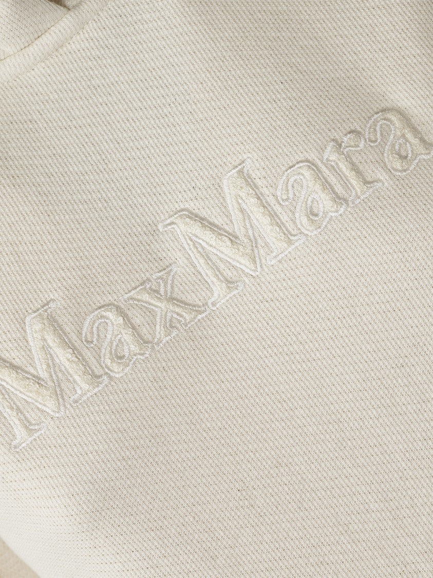 Max Mara Relaxed-Fit White Hooded Sweatshirt With Embroidered Logo