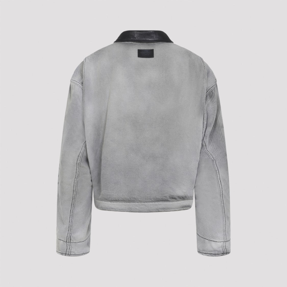 Acne Studios Washed Grey Cotton Jacket With Contrasting Black Collar