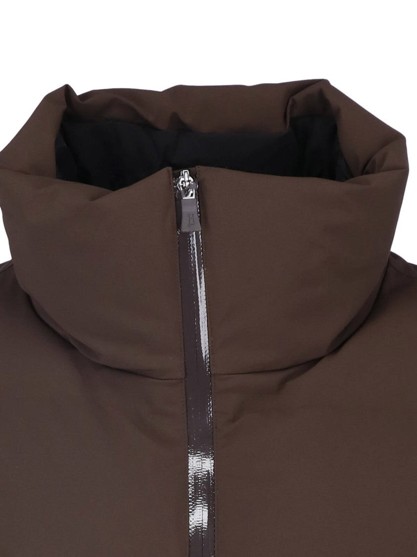 Herno High Collar Cropped Down Jacket With Zip Closure And Side Pockets
