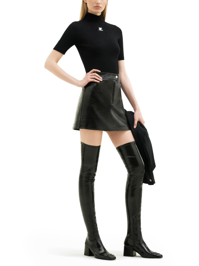 Courrèges Fitted Vertical Ribbed Texture Top