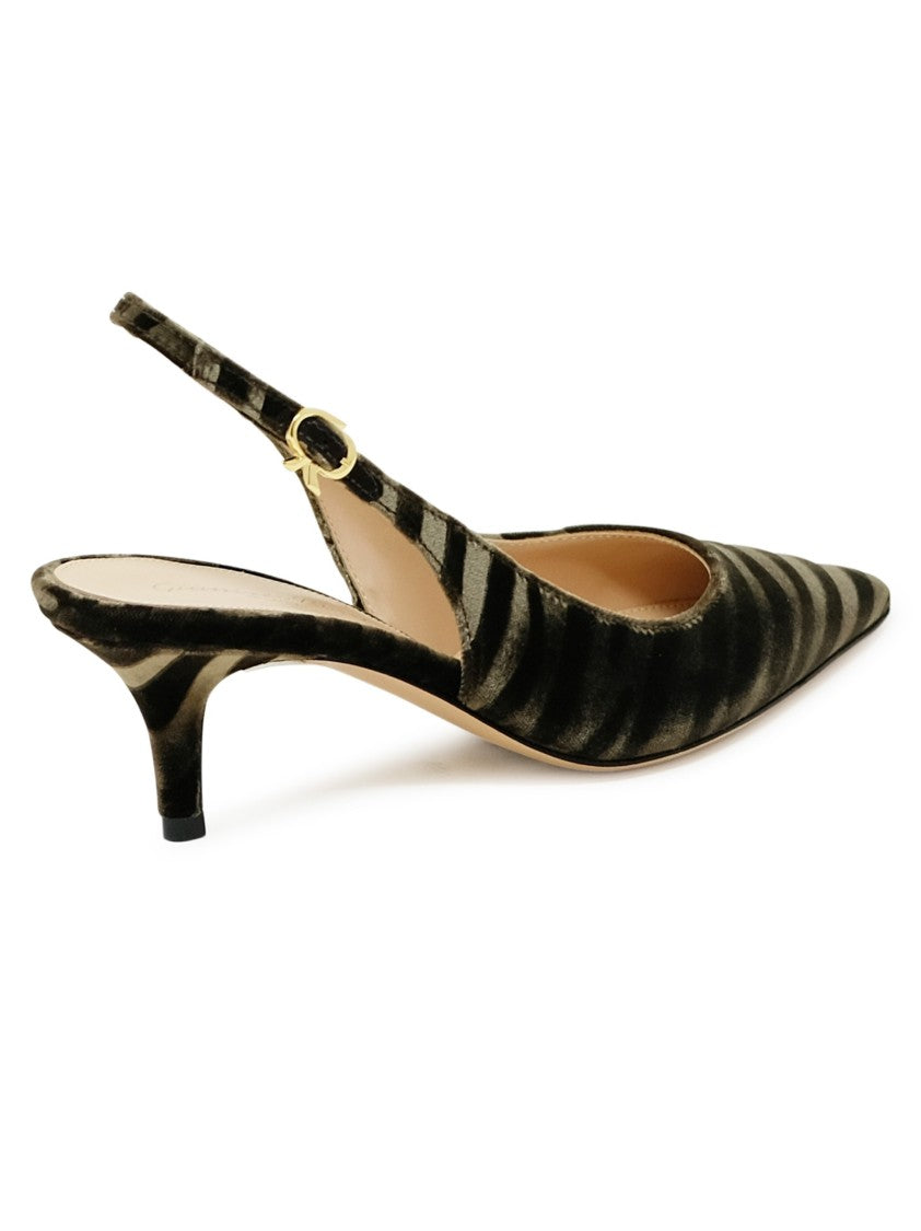 Gianvito Rossi Mink Zebra Print Velvet Pumps