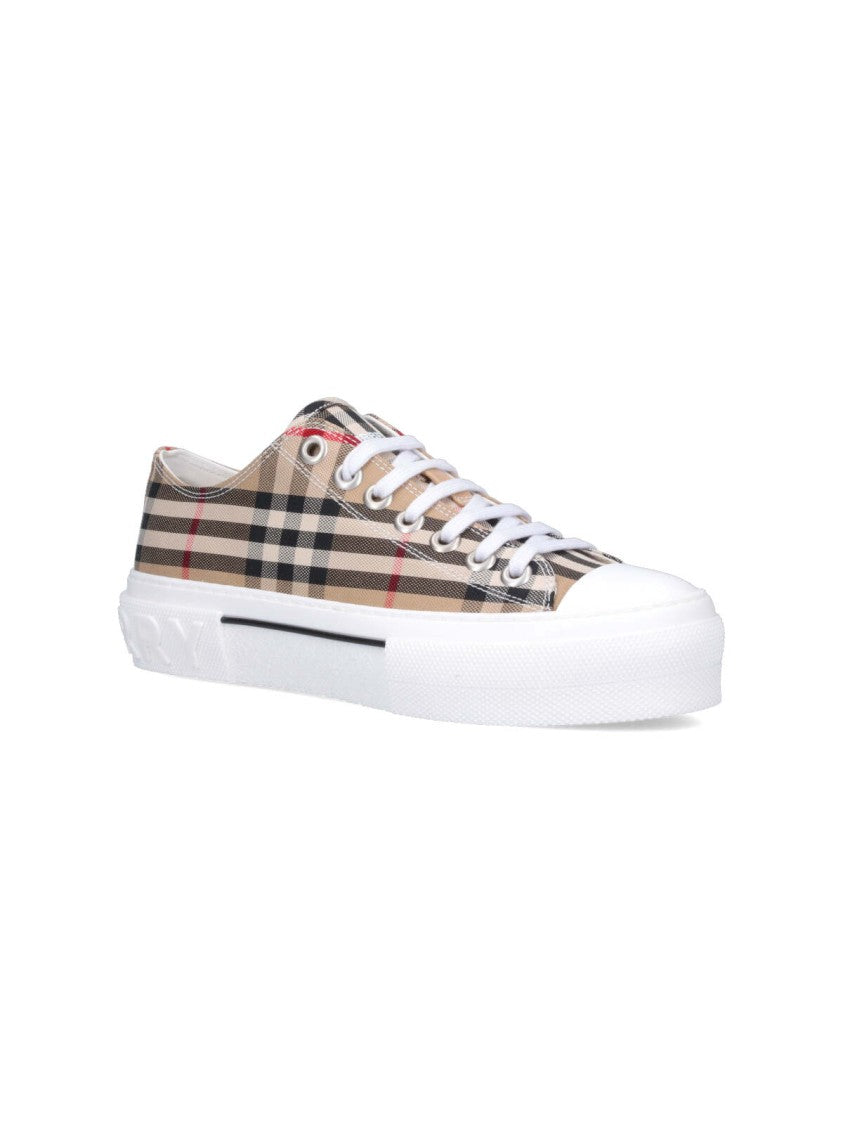 Burberry Check Pattern Low-Top Sneakers With Logo Accents