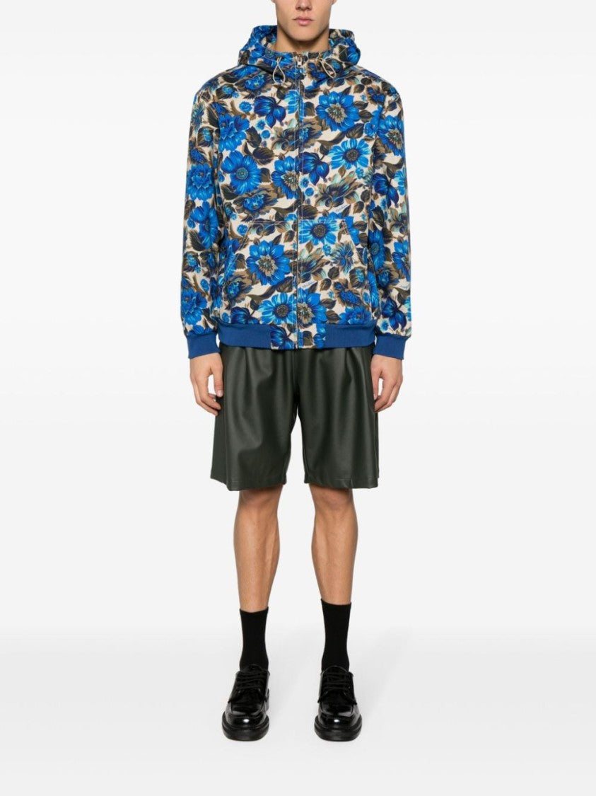 Moschino Cobalt Blue Floral Print Casual Jacket