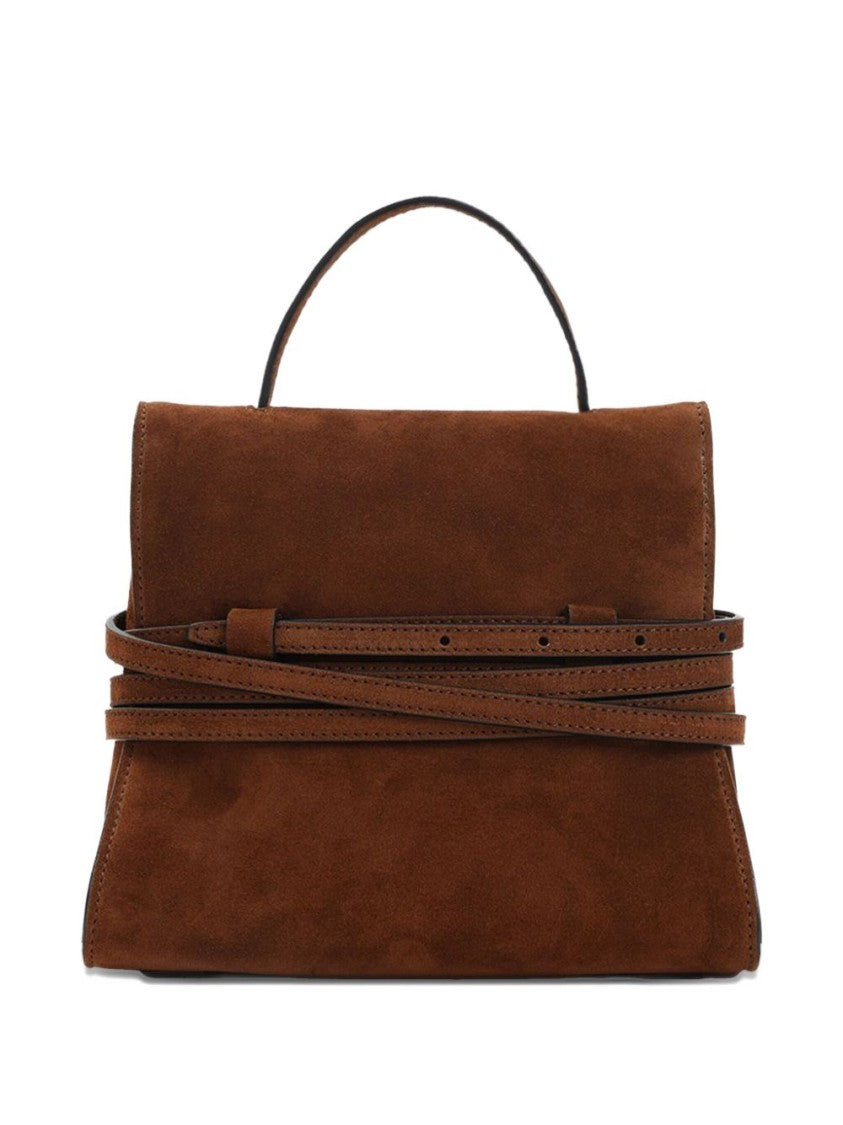 Moschino Chocolate Suede Handbag With Structured Silhouette