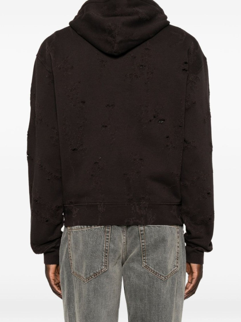 Our Legacy Black Distressed Zip-Up Hoodie