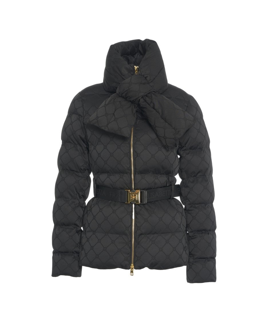 Elisabetta Franchi Down Jacket With Belt At The Waist