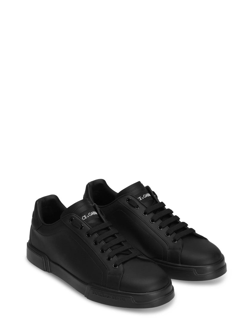 Dolce & Gabbana Minimalist Black Sneakers With Lace-Up Closure