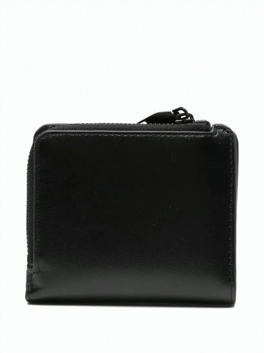 Diesel Zip-Around Black Leather Wallet With Embossed Logo