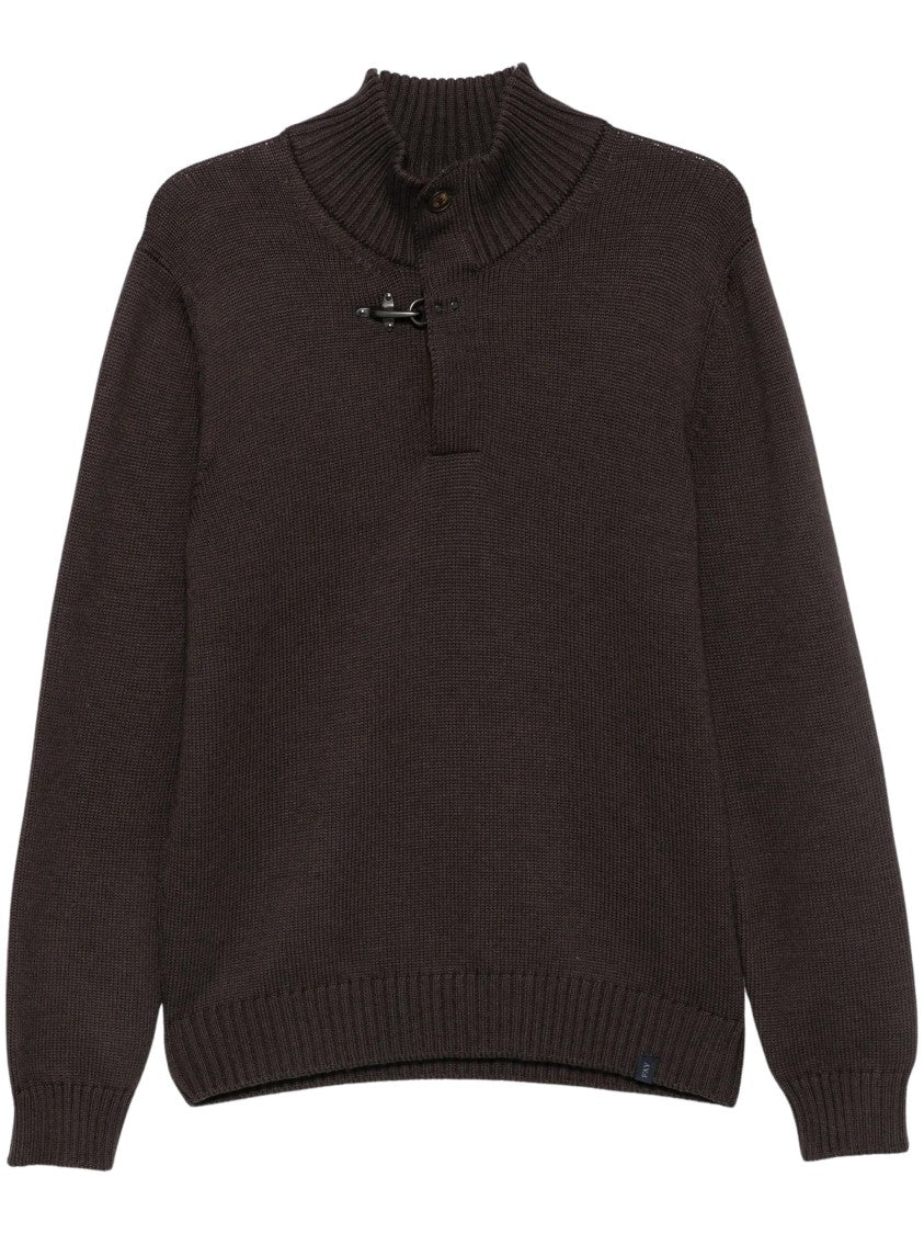 Fay Elbow-Patch High Collar Sweater