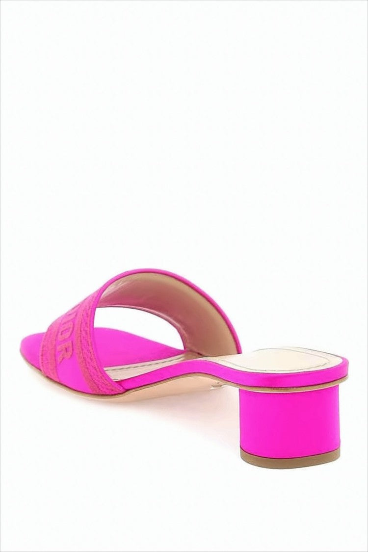 Christian Dior Vibrant Pink Mule With Block Heel And Embossed Strap