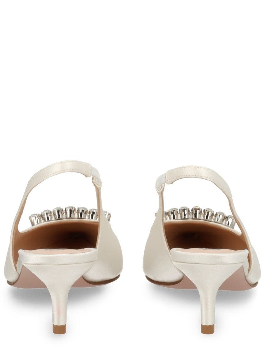 Roberto Festa Pointed Toe Slingback Pumps With Geometric Crystal Embellishment