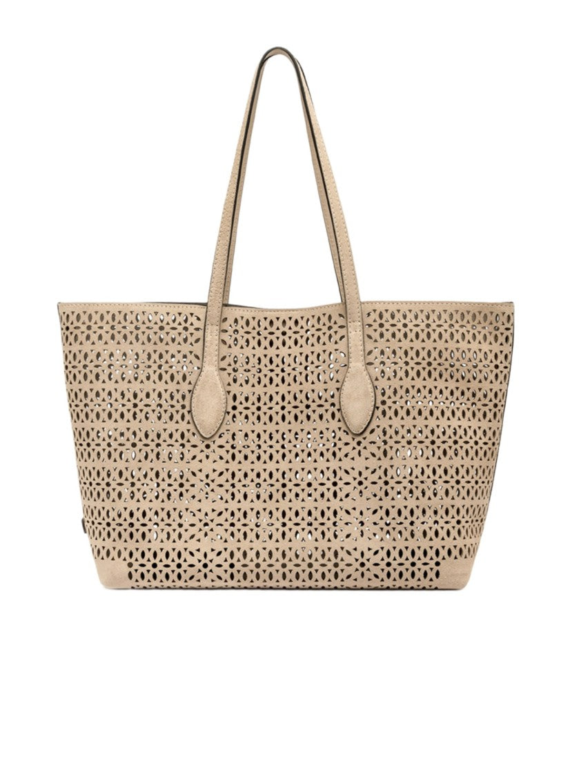 Gianni Chiarini Perforated Laser-Etched Suede Tote Bag By Gianni Chiarini