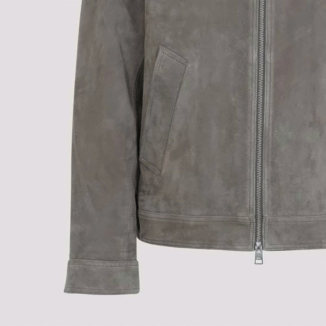 Ami Paris Smooth Suede Finish Jacket With Classic Collar