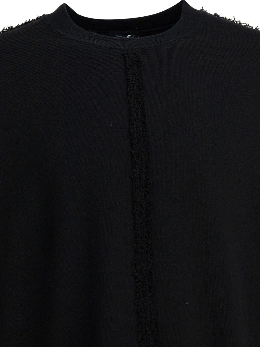 Comme Des Garçons Cotton Crewneck Sweatshirt With Textured Center Line Detail