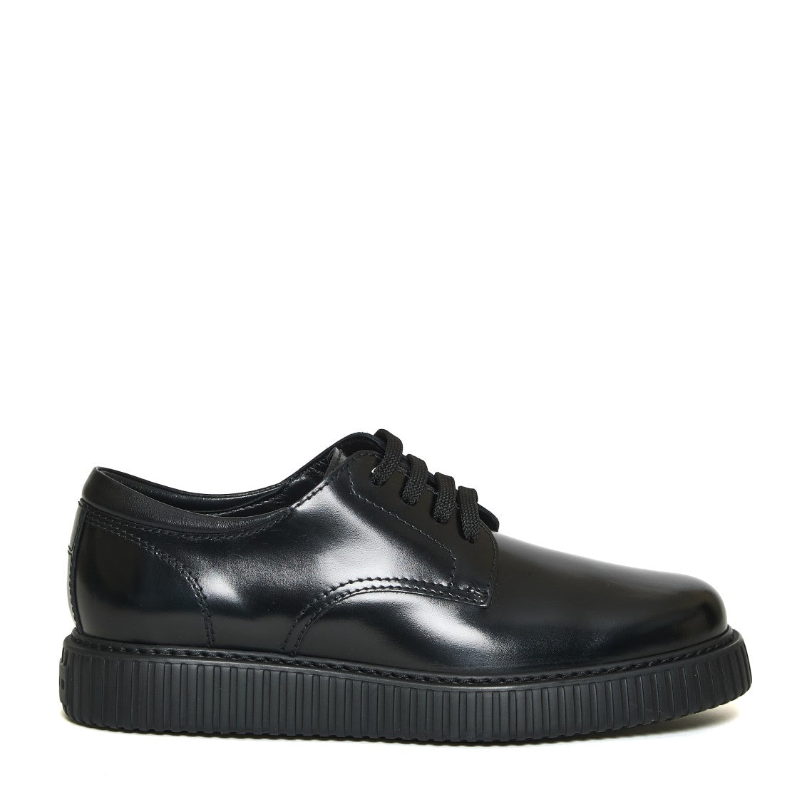 Hogan Lace-Up Black Leather Shoes With Textured Sole