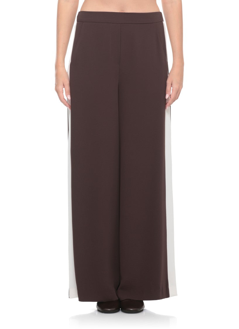 Parosh Brown White Side Details Wide-Leg Pants