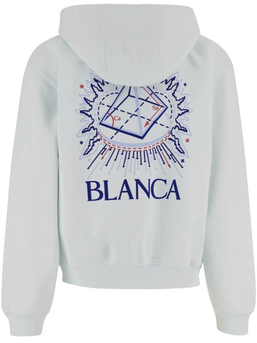 Casablanca Light Blue Logo Print Drawstring Cotton Hoodie